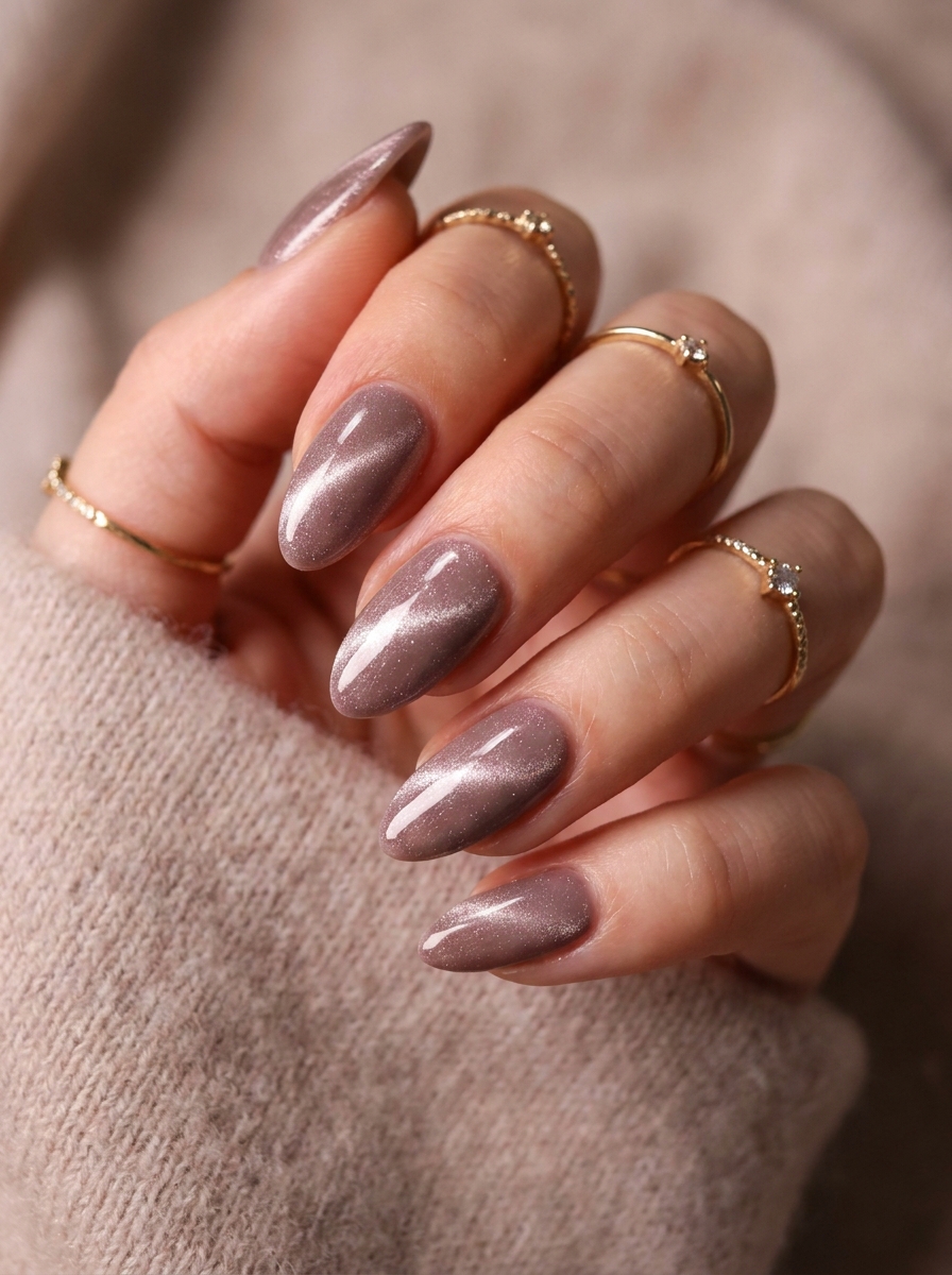 Cat Eye Nägel mit diagonaler Lichtlinie
